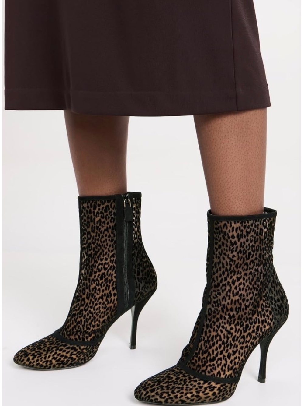 Stuart Weitzman Noche 100 Zip Bootie - Mini Leopard Mesh/Suede Sz 6.5 B/37